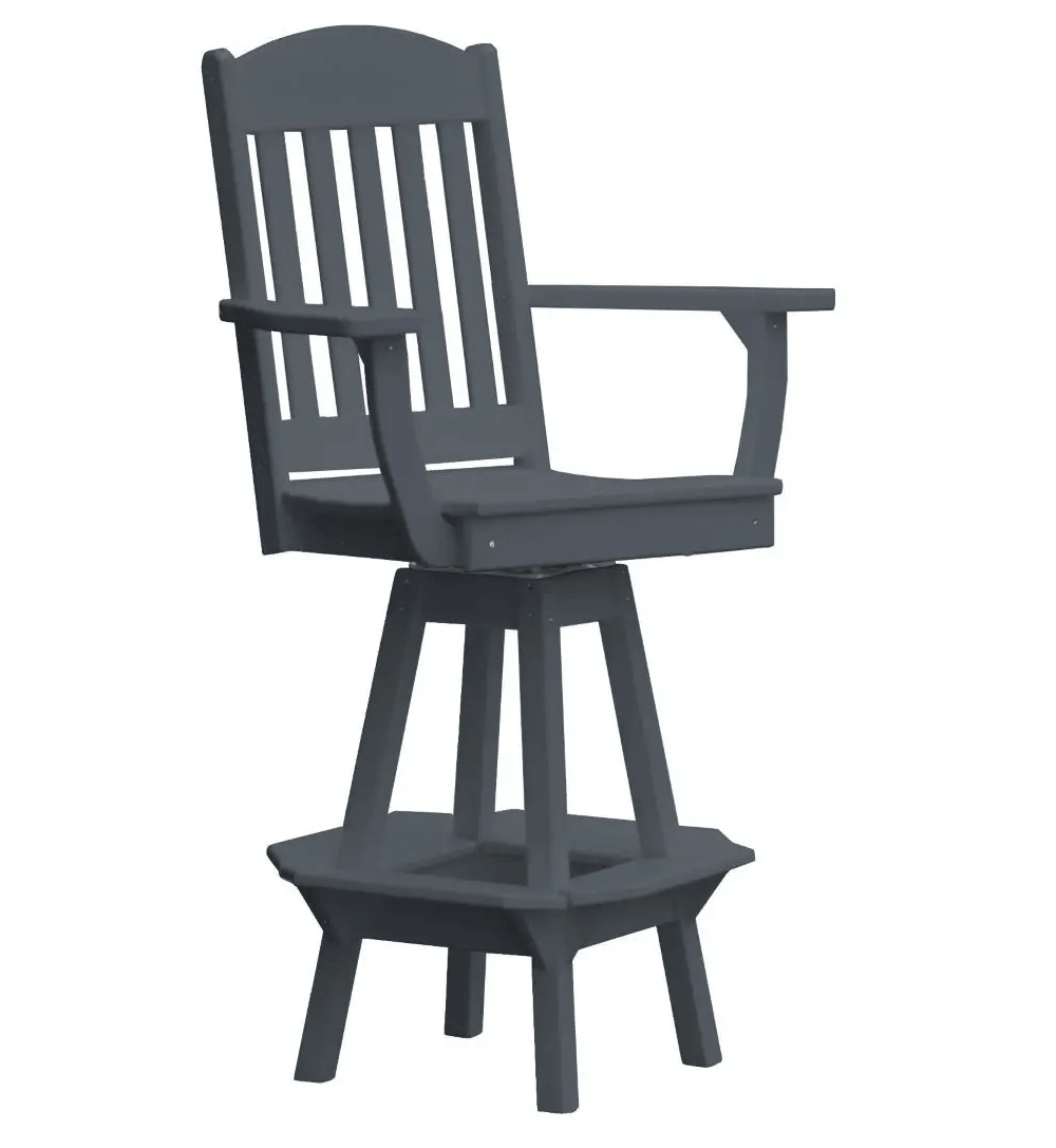 A&L Furniture Classic Outdoor Swivel Bar Chair with Arms