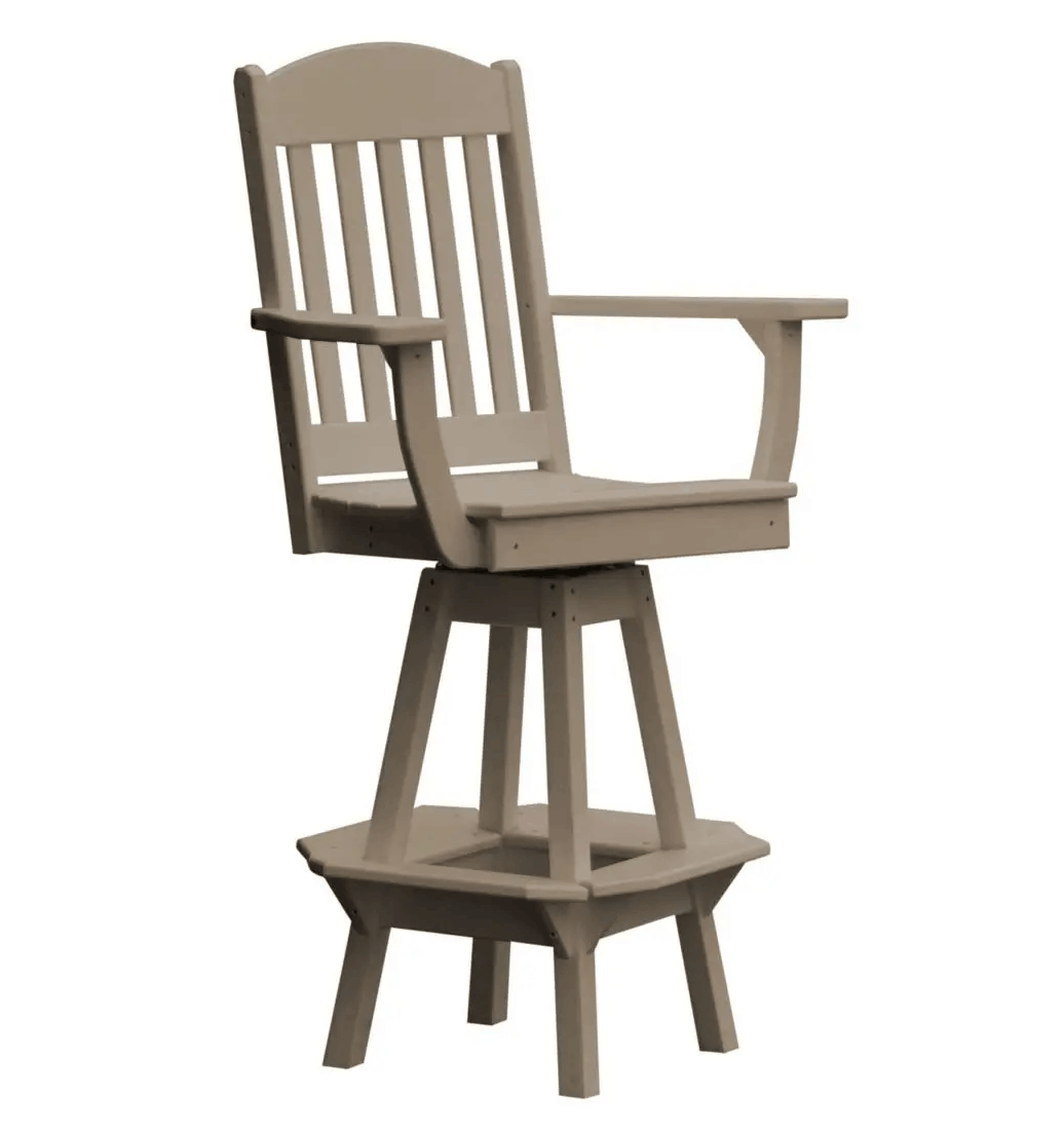 A&L Furniture Classic Outdoor Swivel Bar Chair with Arms