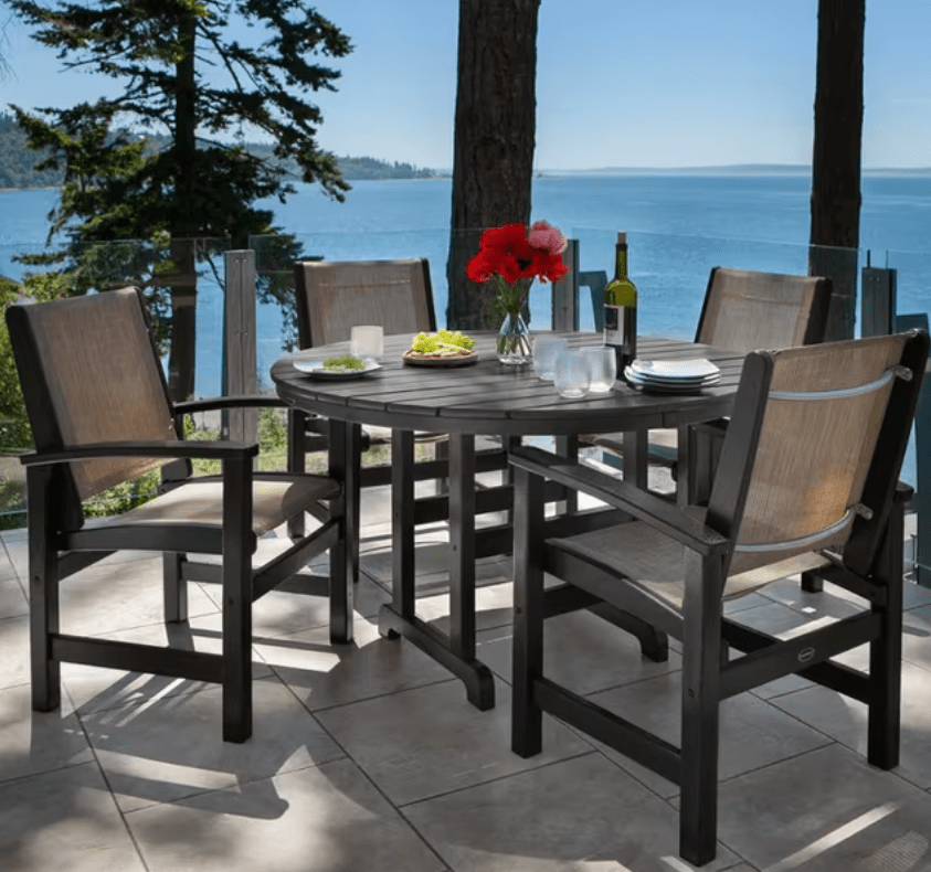 Coastal Polywood Dining Set - 5 Piece Round Table and Chairs