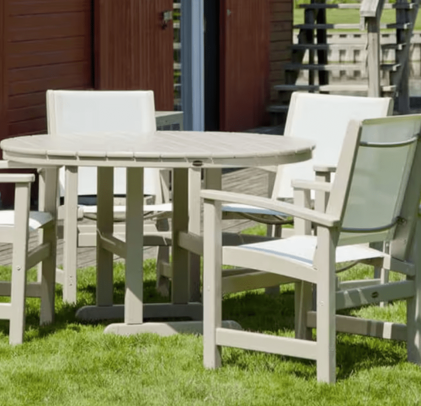 Coastal Polywood Dining Set - 5 Piece Round Table and Chairs