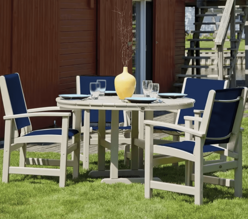 Coastal Polywood Dining Set - 5 Piece Round Table and Chairs