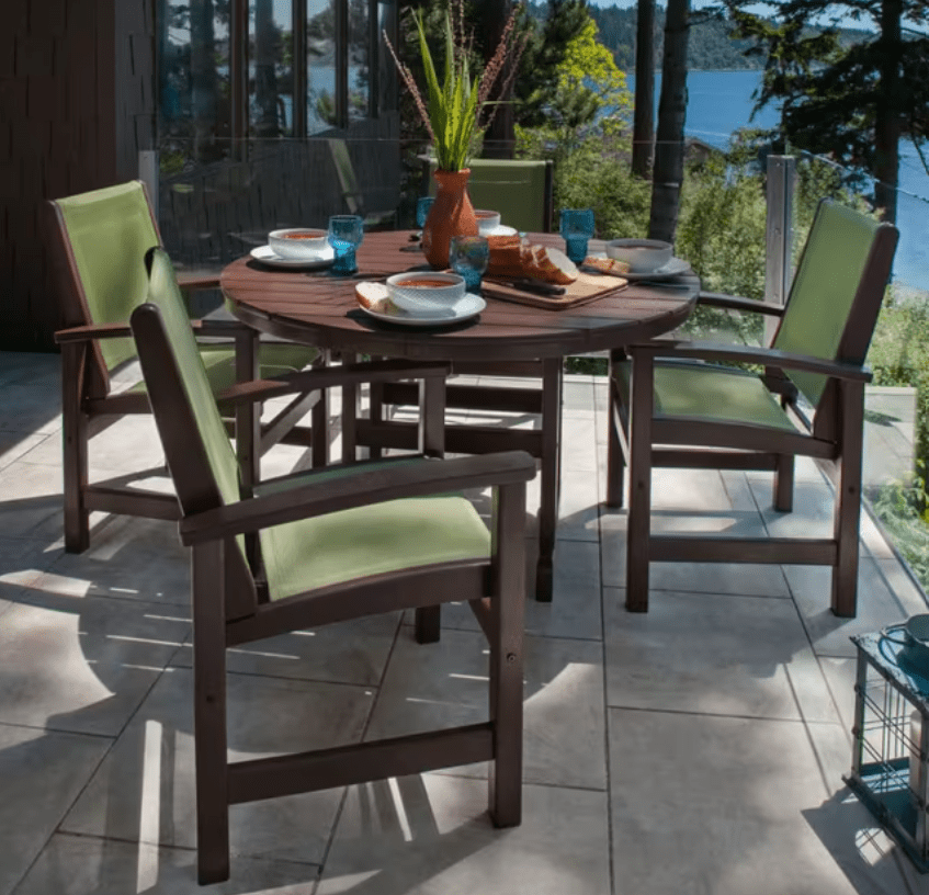 Coastal Polywood Dining Set - 5 Piece Round Table and Chairs