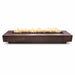 rectangular hammered copper fire pit table with flames