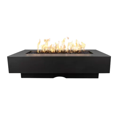 an image of black colored Del Mar fire pit  with flames