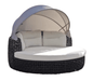black mushroom outdoor wicker with canopy and cushions