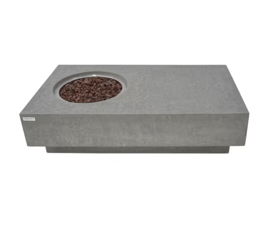 Elementi Metropolis 56 inch rectangular concrete gas fire pit table front view