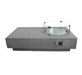 Elementi Metropolis concrete gas fire pit table side view with glass wind screen and control panel
