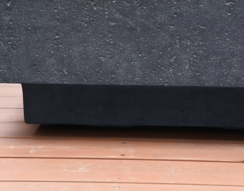 Elementi Metropolis concrete gas fire pit table GFRC texture detail in dark gray