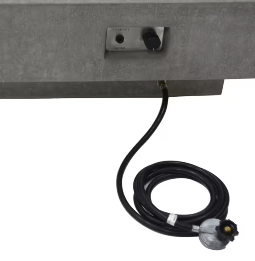 Elementi Metropolis fire pit table fuel hose and gas connection detail