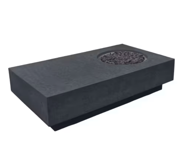 Elementi Metropolis 56" rectangular concrete gas fire pit table in dark gray finish