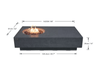 Elementi Metropolis concrete gas fire pit table dimensions 56 inches long and 14 inches tall