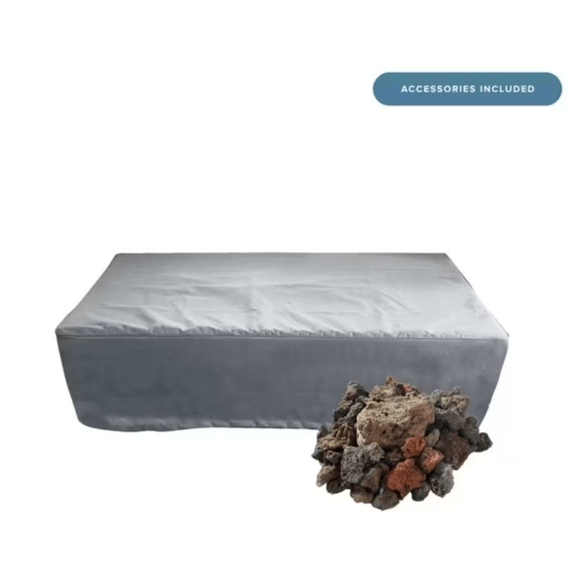 Elementi Metropolis fire pit table canvas cover and included lava rock media