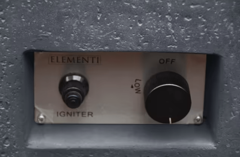 Elementi Metropolis fire pit table igniter and flame control panel closeup