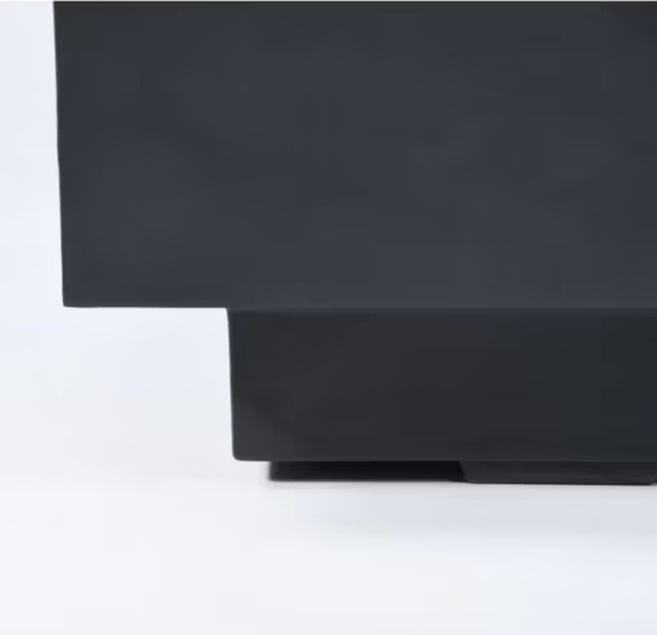 Elementi Granville fire pit table GFRC concrete base detail in dark gray
