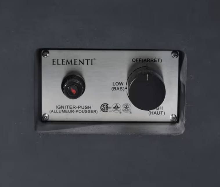 Elementi Granville fire pit push-button ignition and flame control panel