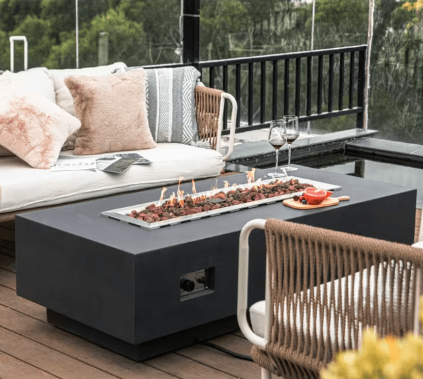 Elementi Granville fire pit table outdoor patio setting