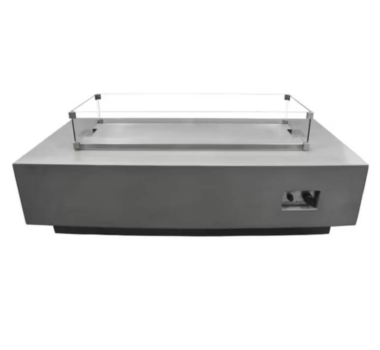 Elementi Granville 60" concrete fire pit table with glass wind screen