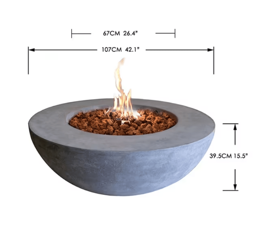 Elementi Lunar Bowl fire pit bowl detail close up