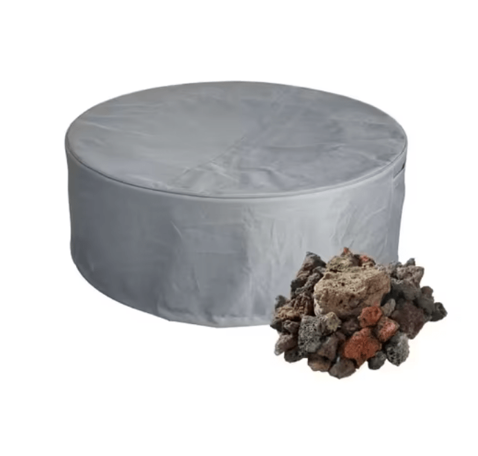 Elementi Lunar Bowl 42" concrete fire pit canvas cover with included lava rock media