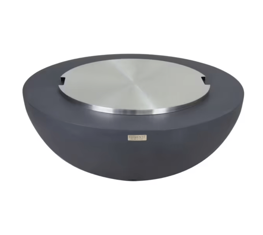 Elementi Lunar Bowl 42" round concrete fire pit with stainless steel lid cover