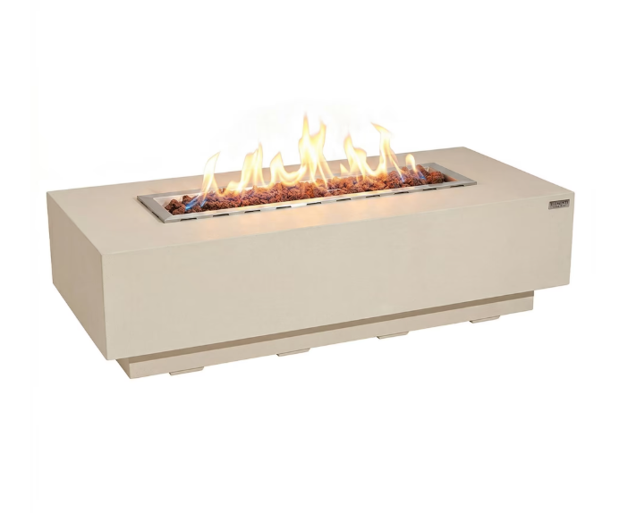 Elementi Granville 60" Rectangular Concrete Gas Fire Pit Table - Outdoor Patio Table