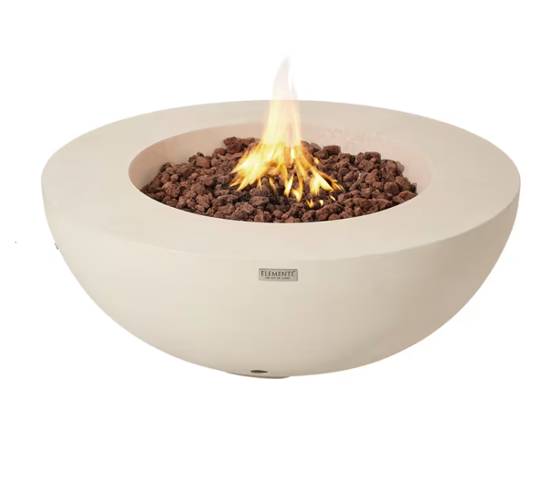 Elementi Lunar Bowl 42" Round Concrete Fire Pit Outdoor Patio Fire Pit