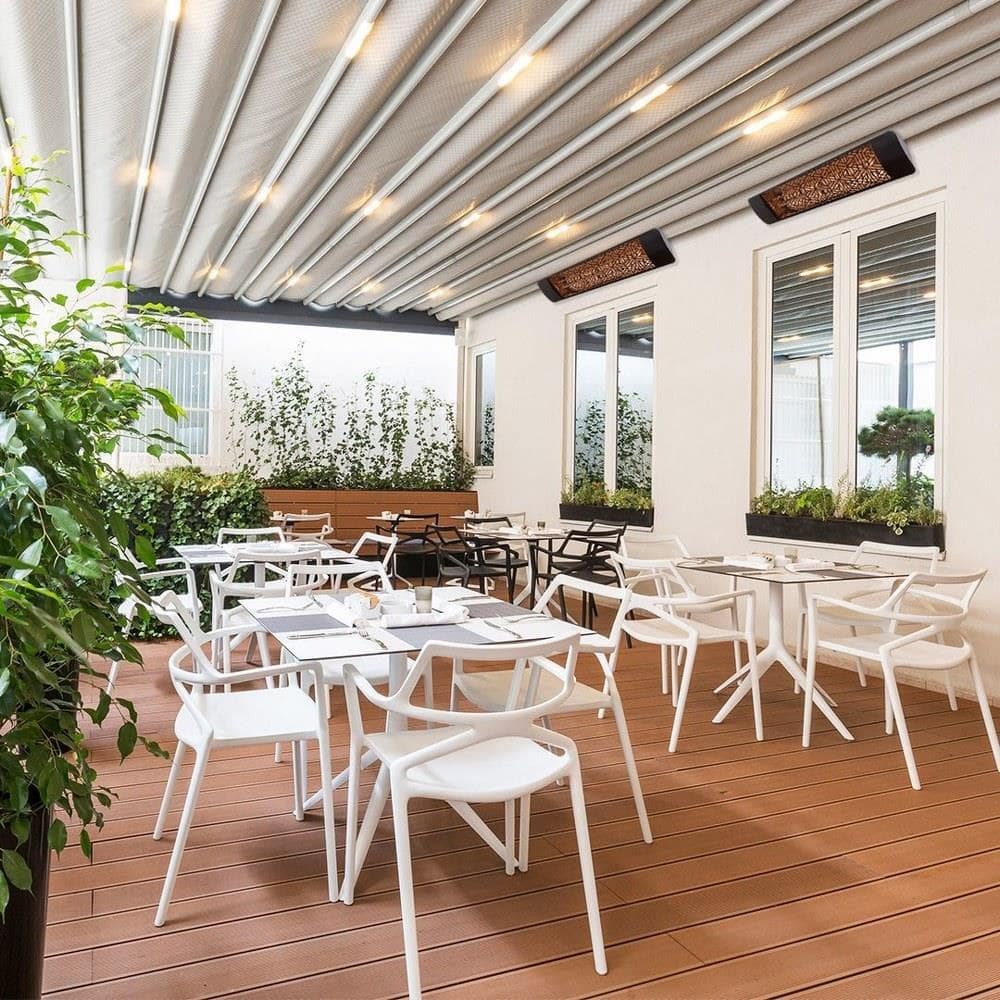 Eurofase 4000W Dual Element Electric Infrared Patio Heater - Outdoor Wall or Ceiling Mounted Heater