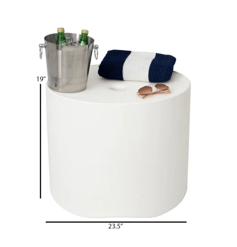 Floating Luxuries Kai 24 inch in-pool side table dimensions 23.5 inches wide 19 inches tall