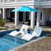 Floating Luxuries Kai Luxury 7.5ft fiberglass pool umbrella Aruba blue in-pool setup