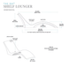 Floating Luxuries Kai shelf lounger dimension diagram 73.5in length 26.5in width phone holder cup holder drain port vent hole