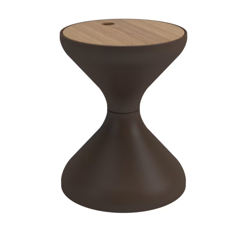 Gloster Bells 16 inch round side table White Java Meteor finish options teak top all colorways
