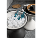 Gloster Bells 16 inch round side table ice bucket insert open with chilled bottles outdoor patio