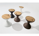 Gloster Bells 16 inch round side table White Java Meteor finish options teak top all colorways