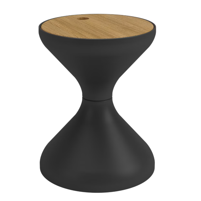 Gloster Bells 16" Teak & Aluminum Round Side Table with Ice Bucket – Outdoor Entertaining
