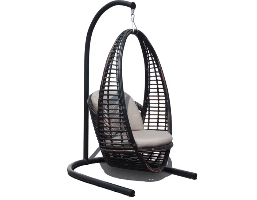 black mushroom heri hanging chair in white background