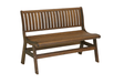 Jensen Outdoor Heritage Outdoor Bench with Back in brown poly lumber with slatted backrest and angled legs