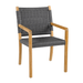 Kingsley Bate Hudson outdoor dining armchair with teak frame and charcoal woven rope seat and back

