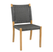 Kingsley Bate Hudson outdoor dining side chair with teak frame and charcoal woven rope seat and back
