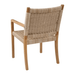 Kingsley Bate Hudson outdoor dining armchair rear view showing teak frame and natural woven rope back detail
