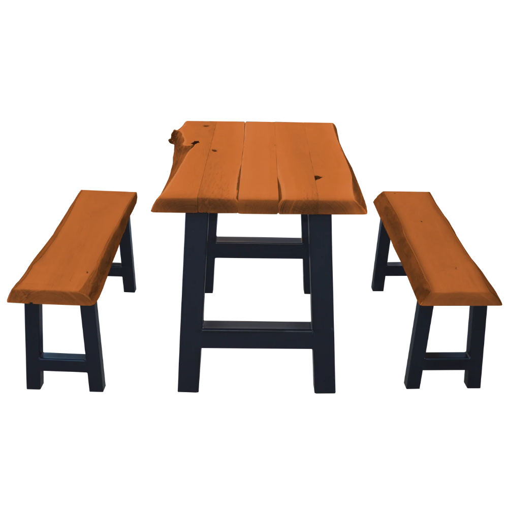 A&L Furniture 6 Foot Ridgemont Table with 2 Benches_Cedar Finish