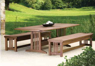 Jensen Outdoor Heritage 3-Piece Rectangular Outdoor Dining Set in brown poly lumber 
