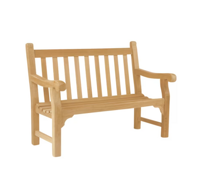 Clean white background product shot, golden teak, full bench silhouette
Kingsley Bate Hyde Park solid teak outdoor garden bench golden finish white background