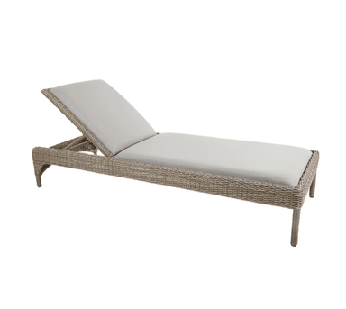 Kingsley Bate Milano all-weather wicker chaise lounge with 4-position reclining back and gray padded sling
