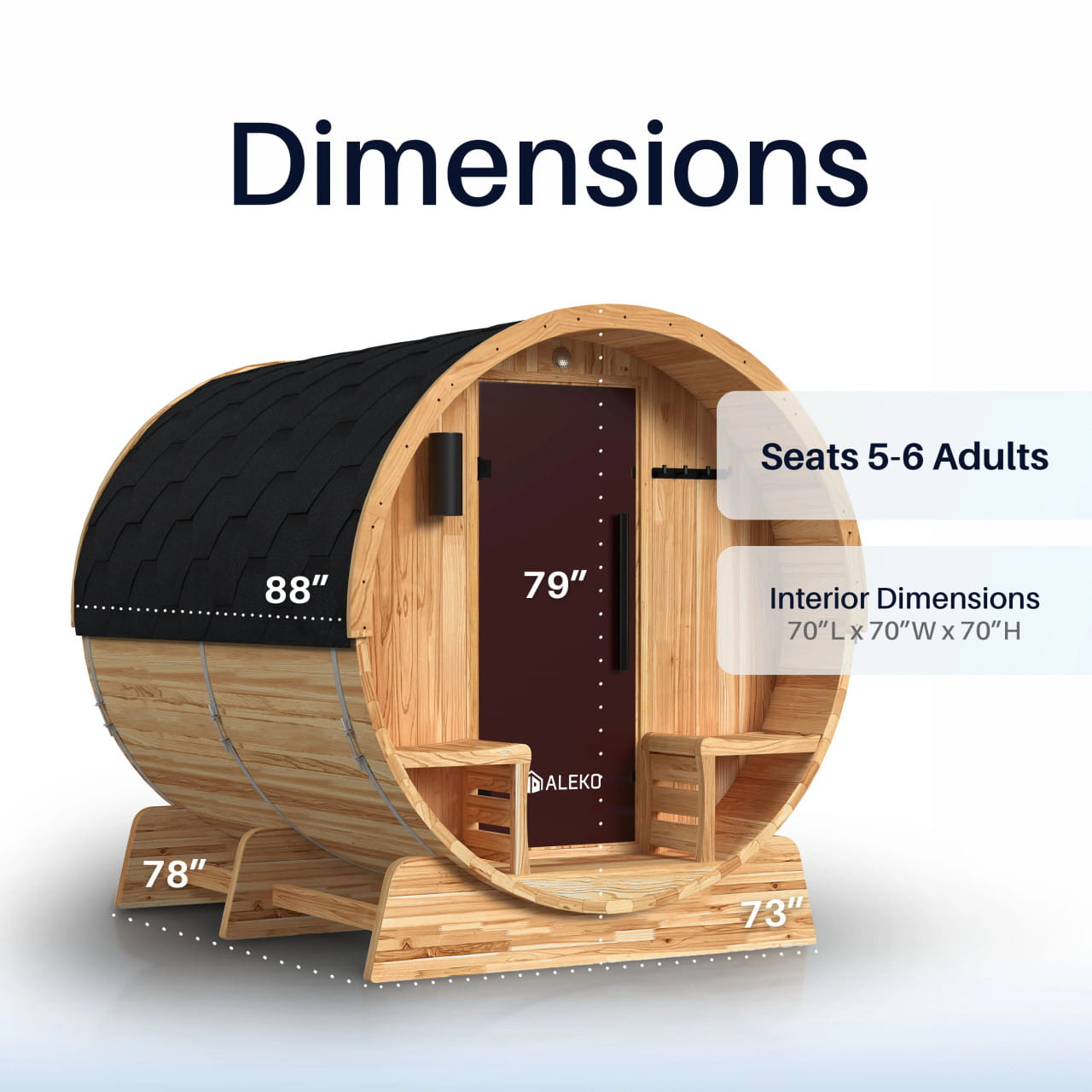 Cedar Barrel Sauna with Front Porch Canopy – Liatris | Harvia Heater Included