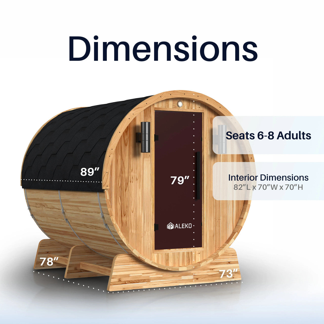 Liatris 6–8 Person Red Cedar Barrel Sauna with Panoramic Window – Outdoor Sauna