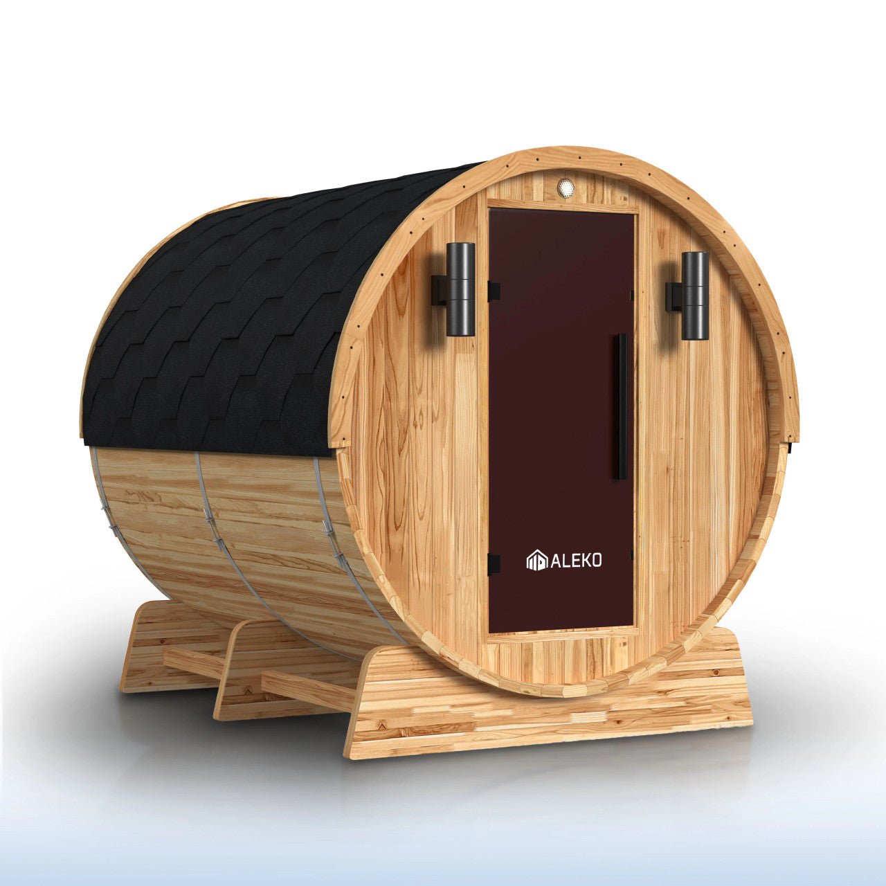 Liatris 6–8 Person Red Cedar Barrel Sauna with Panoramic Window – Outdoor Sauna