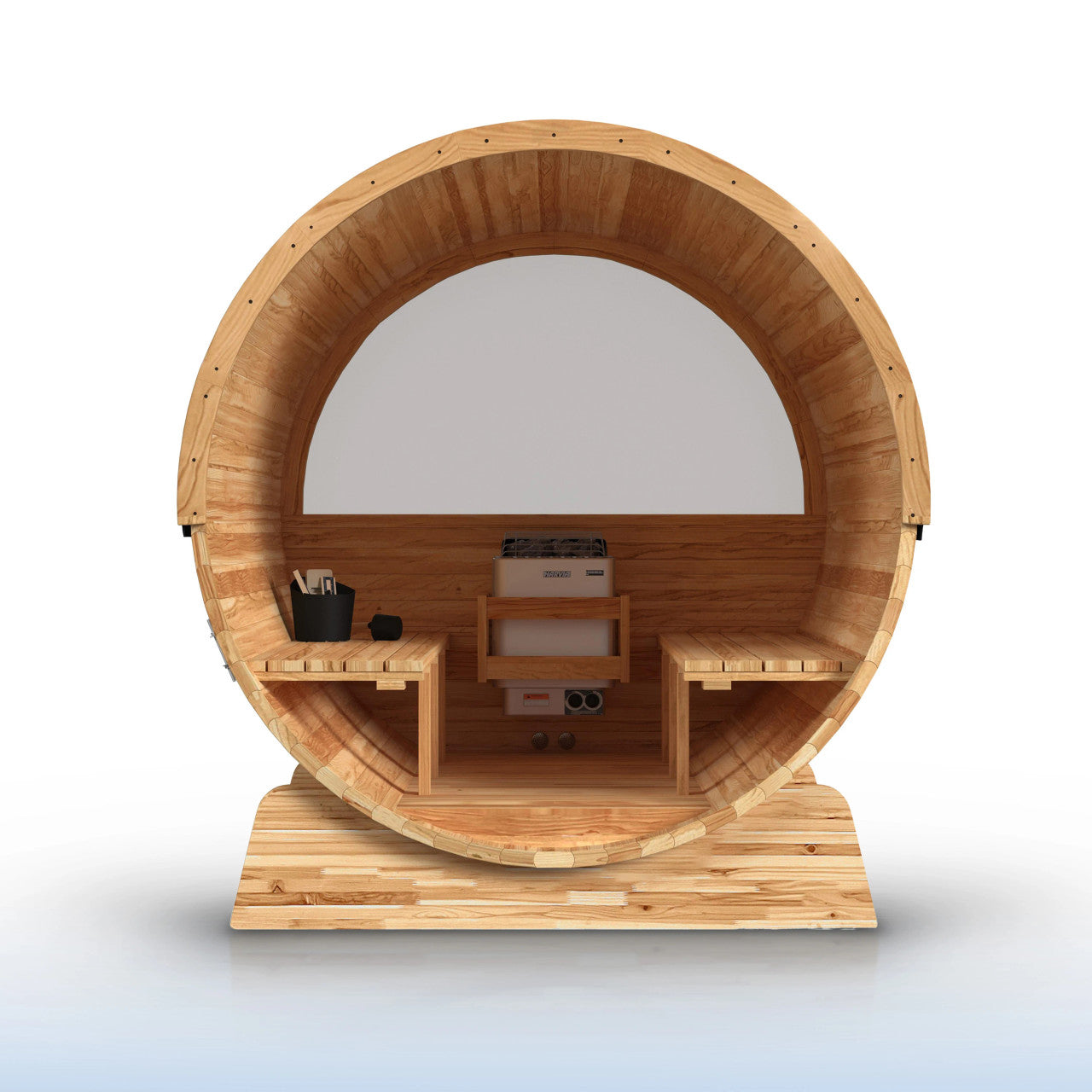Liatris 6–8 Person Red Cedar Barrel Sauna with Panoramic Window – Outdoor Sauna