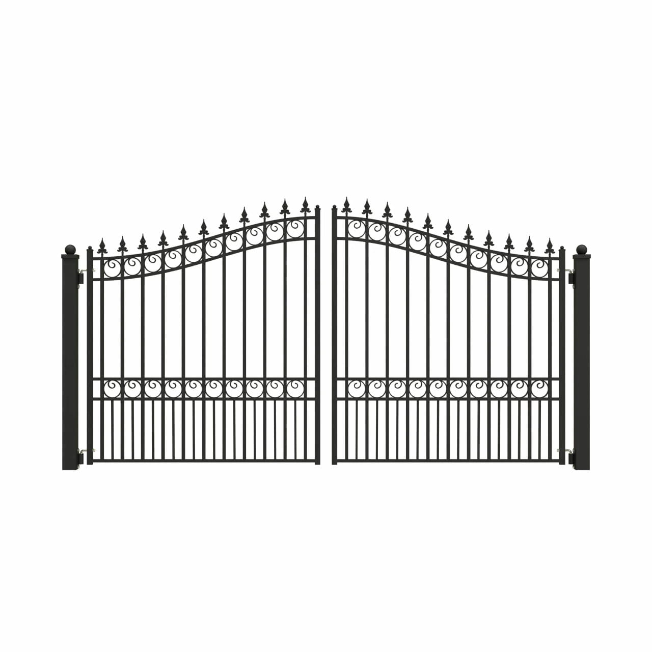 Aleko London Style 12'–18' Steel Dual Swing Driveway Gate – Black Galvanized
