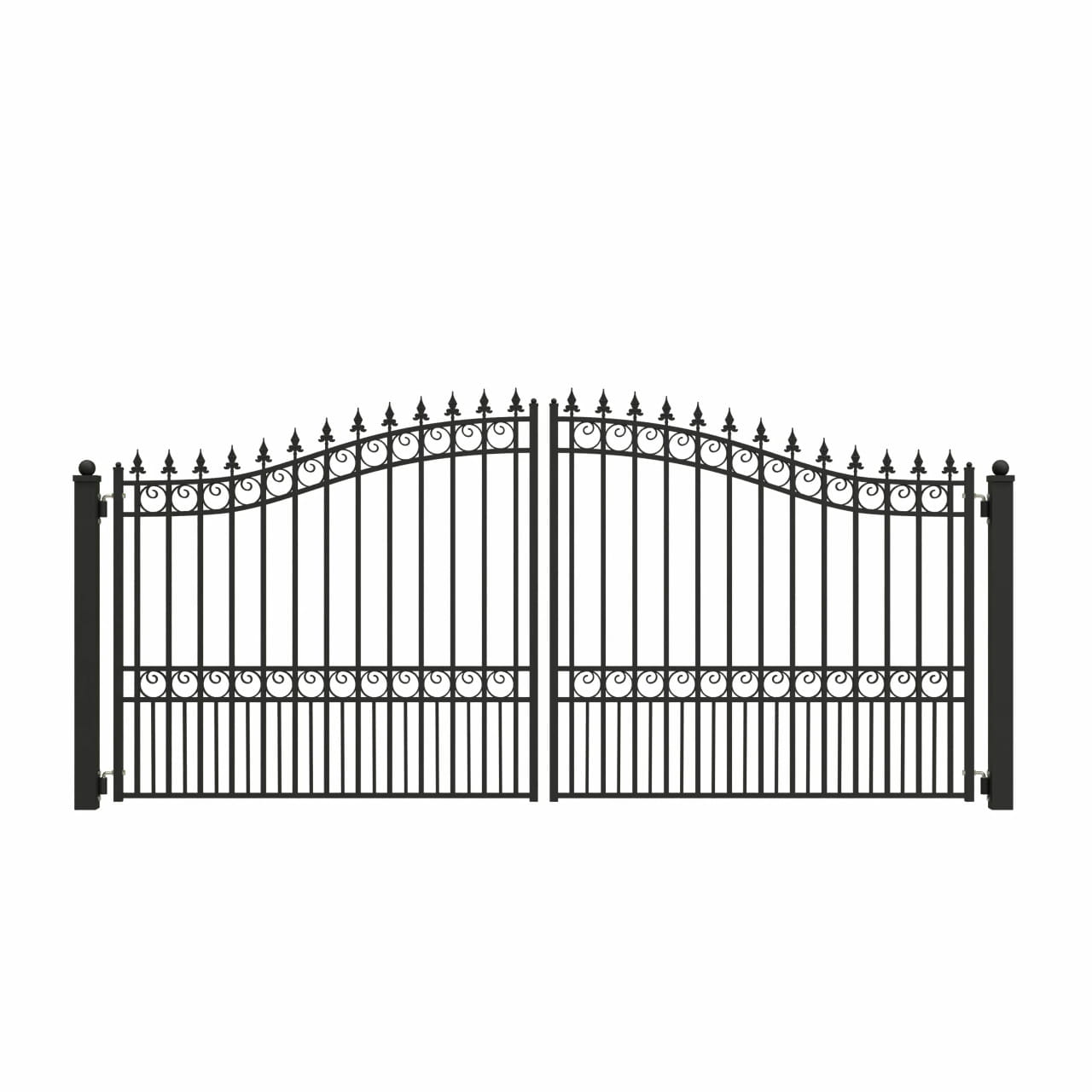Aleko London Style 12'–18' Steel Dual Swing Driveway Gate – Black Galvanized