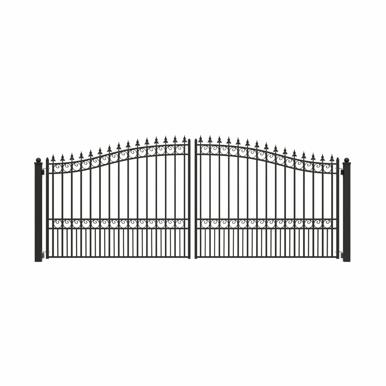 Aleko London Style 12'–18' Steel Dual Swing Driveway Gate – Black Galvanized